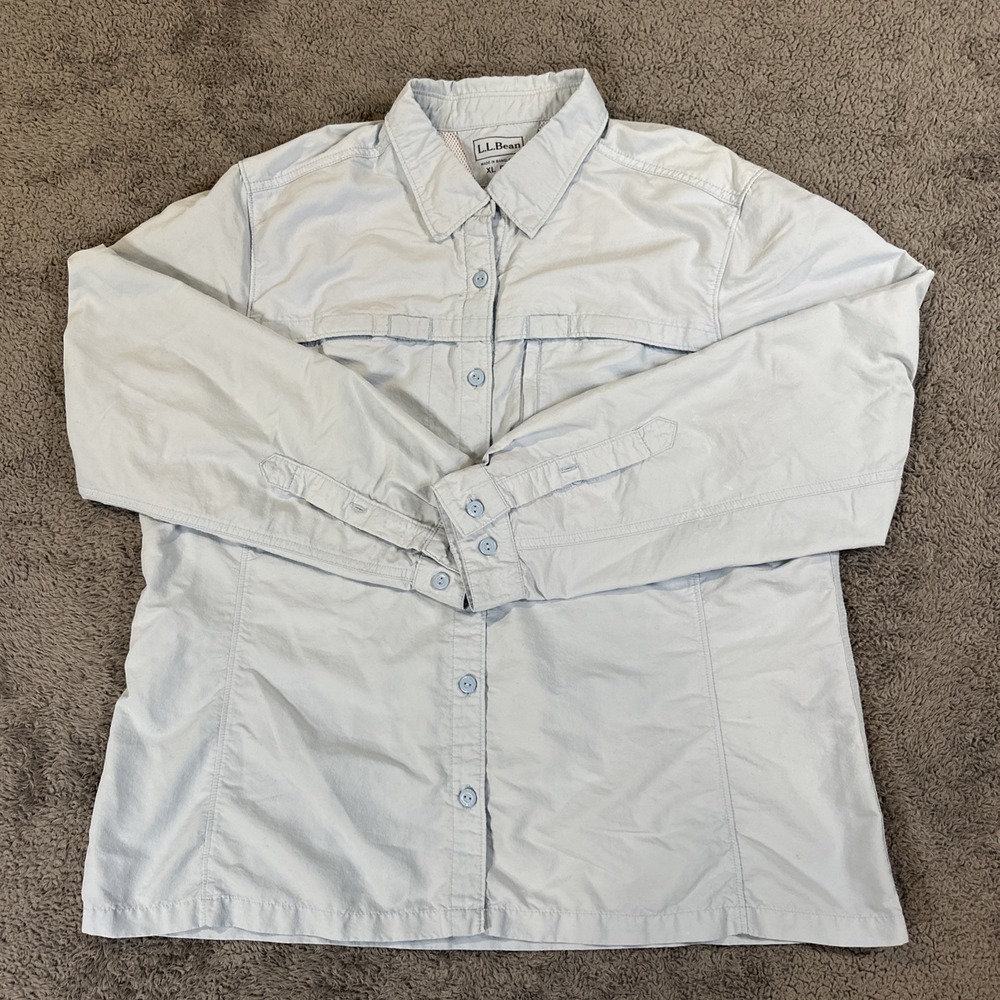 LL Bean Tropicwear Vented Fishing Shirt Men's XL Reg Blue Long Sleeve Hiking